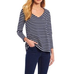 JOULES NWT Harbour Striped Swing Jersey Top Size Small in Navy and White Stripe